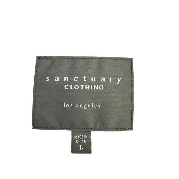 Sanctuary Women’s Vest SZ L Full Zipper RN#95377 Black 4 Front Pockets Drawstrin - Picture 10 of 10